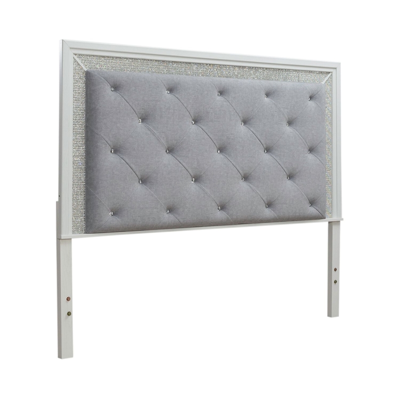 Liberty Furniture Reflections King Upholstered Panel Headboard LED Lights White