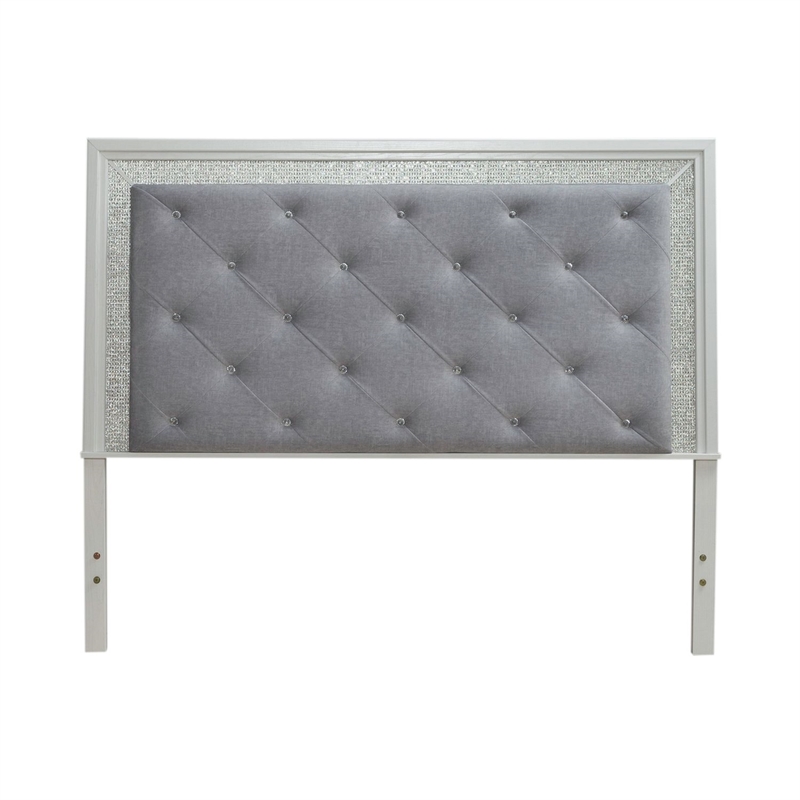 Liberty Furniture Reflections King Upholstered Panel Headboard LED Lights White