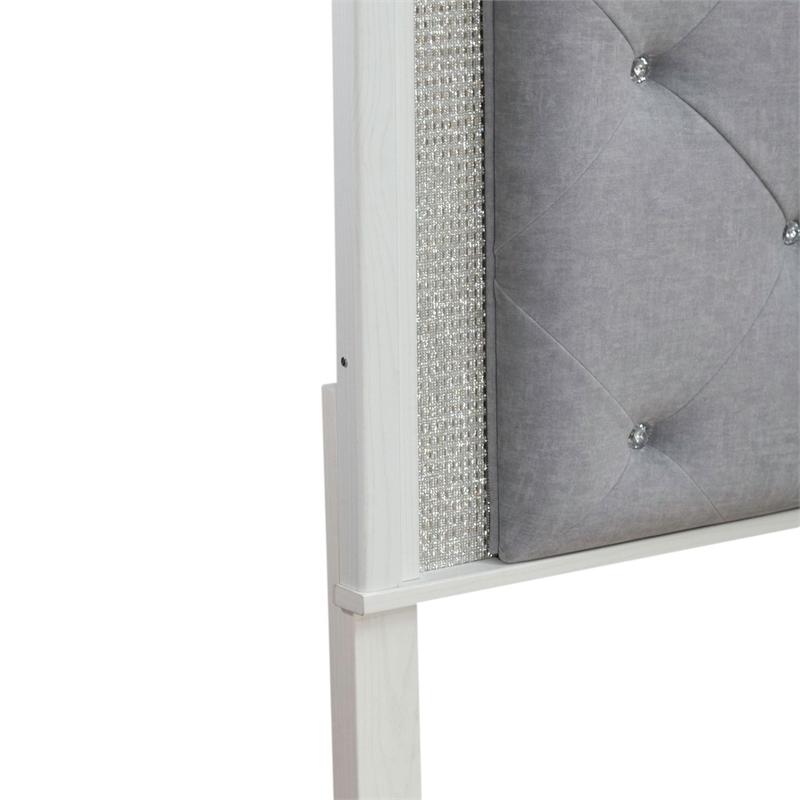 Liberty Furniture Reflections King Upholstered Panel Headboard LED Lights White