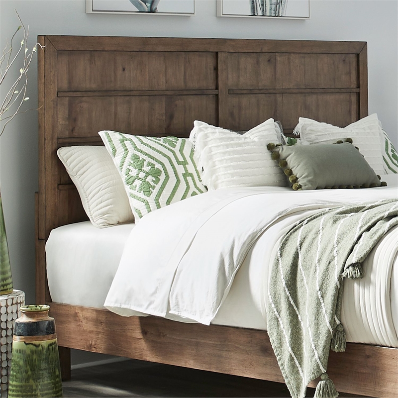 Liberty Furniture Shaker Lakes Queen Panel Bed Headboard - Brown Maple Wood