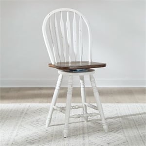 Liberty Furniture Carolina Crossing Windsor Swivel Counter Chair - White & Honey