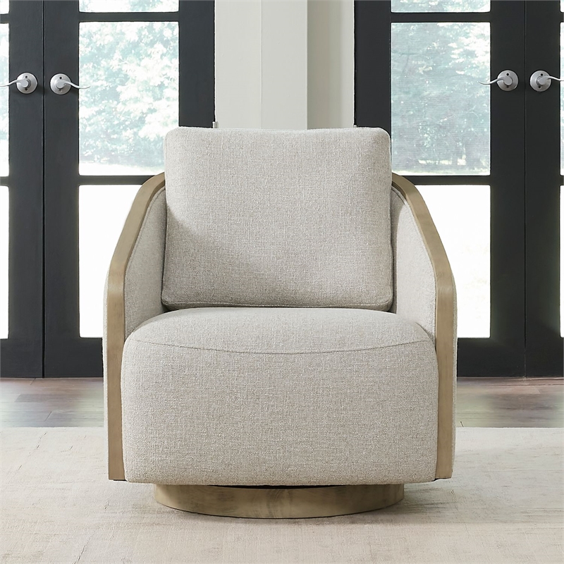 Liberty Furniture Nora Upholstered Swivel Accent Chair - Light Brown Trim