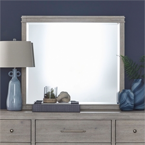 Liberty Furniture New Haven Dresser Mount Mirror for Bedroom - White Oak Frame