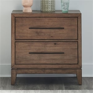 Liberty Furniture Shaker Lakes Bedroom Night Stand with Charging Station - Brown