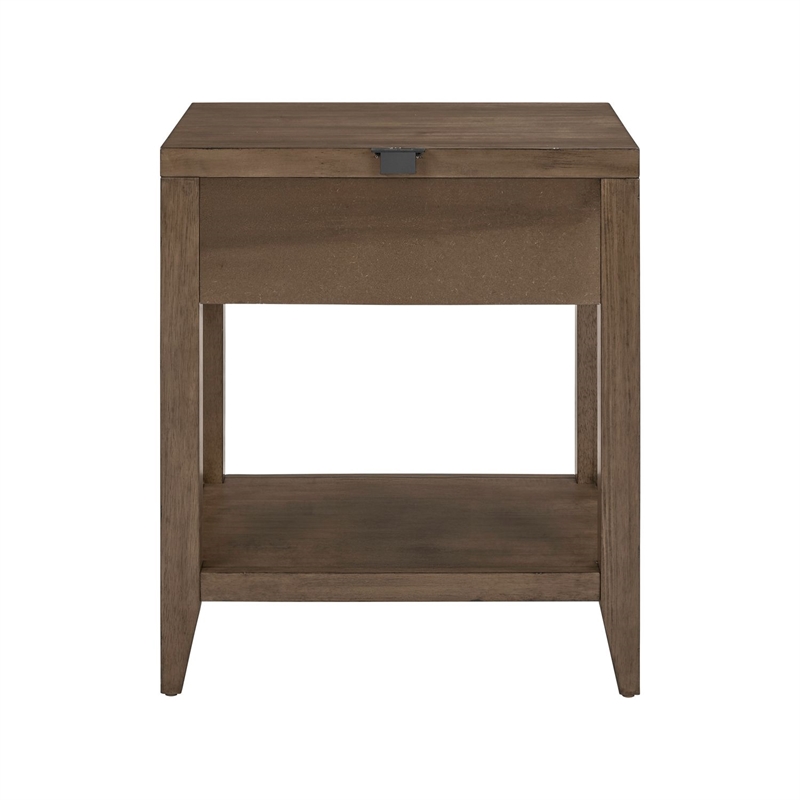 Liberty Furniture Shaker Lakes Open Night Stand with Charging Station - Brown