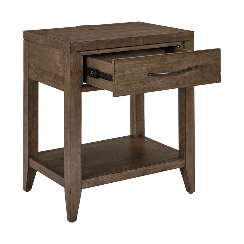 Liberty Furniture Shaker Lakes Open Night Stand with Charging Station - Brown