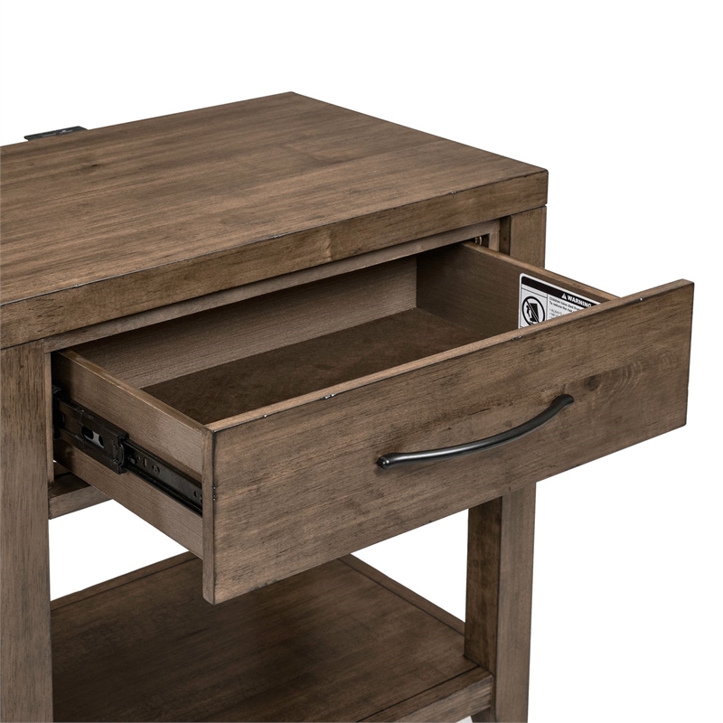 Liberty Furniture Shaker Lakes Open Night Stand with Charging Station - Brown