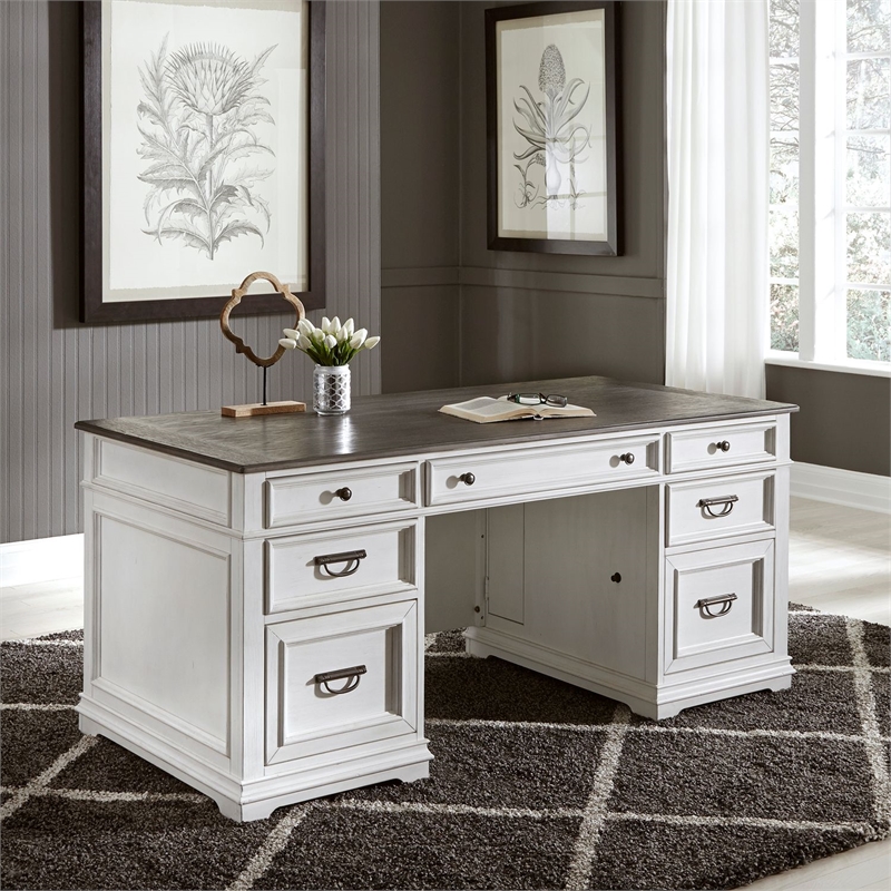 Liberty Furniture Allyson Park Home Office Complete 2 Desks & Credenza Set