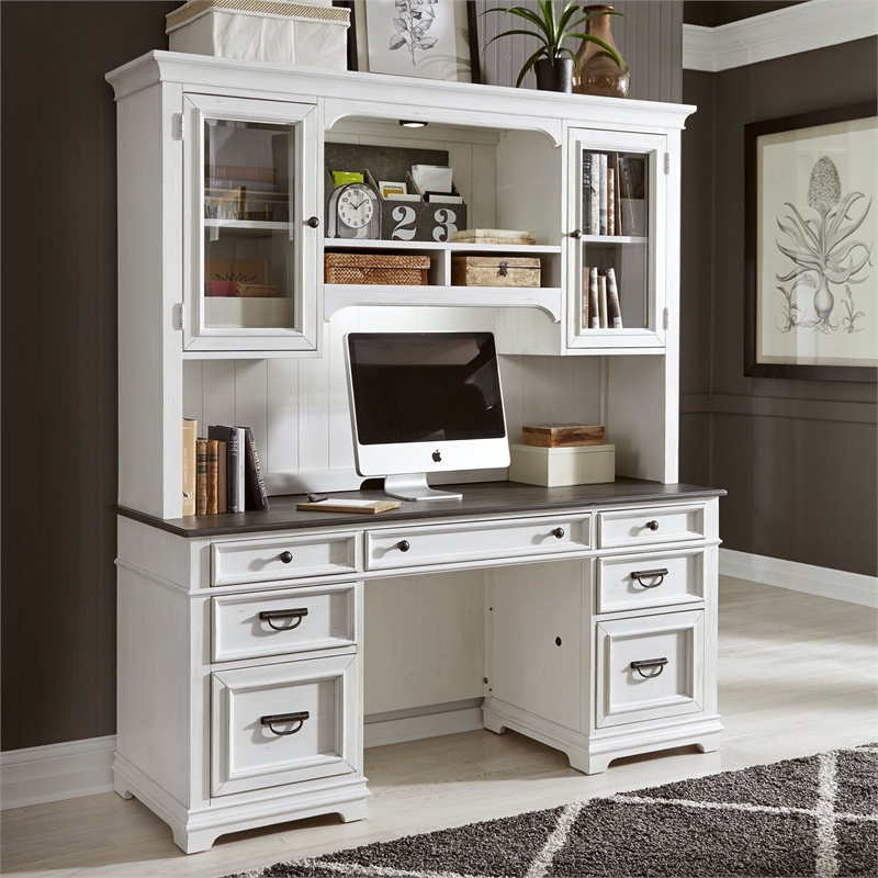 Liberty Furniture Allyson Park Home Office Complete 2 Desks & Credenza Set