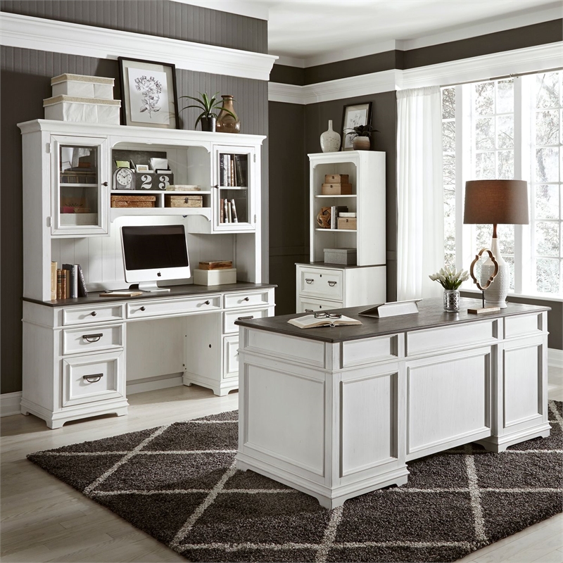 Liberty Furniture Allyson Park Home Office Complete 2 Desks & Credenza Set