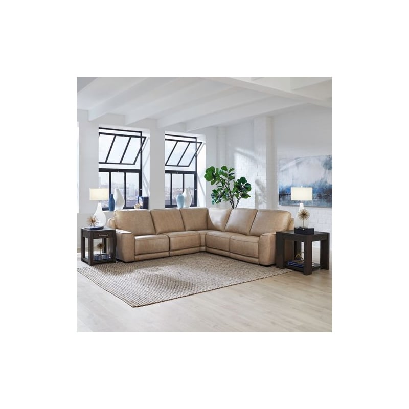 Liberty Furniture Blake Leather Upholstered 5 Piece Sectional Sofa - Oatmeal