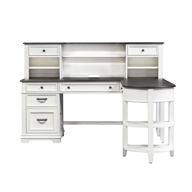 Liberty Furniture Allyson Park Home Office L Shaped Desk Set - White & Charcoal
