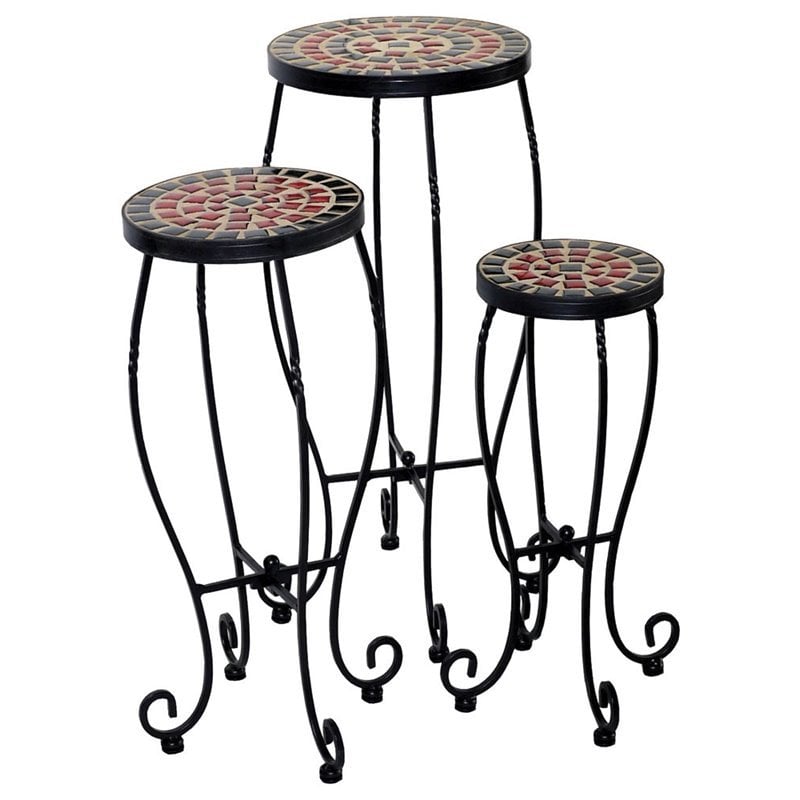 Alfresco Home Stellarton 3 Piece Round Plant Stand Set 28 1162 Alfresco Home Stellarton 3 Piece Round Plant Stand Set