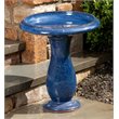 Alfresco Home Mayorca Ceramic Bird Bath in Snow Blue