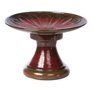 Alfresco Home Daisy Ceramic Bird Bath in Red