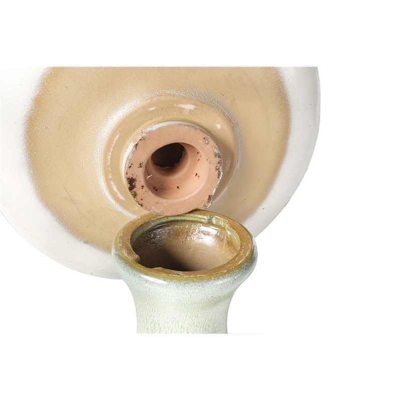 Alfresco Home Daisy Ceramic Bird Bath in Green