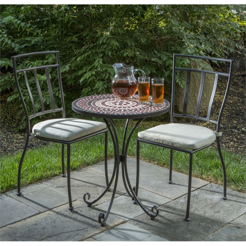 Alfresco Home Stellarton 3 Piece Round Ceramic Top Patio Bistro Set Alfresco Home Stellarton 3 Piece Round Ceramic Top Patio Bistro Set