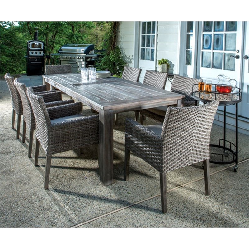 Alfresco Home Cornwall 9 Piece Woven Wood Patio Dining Set 46 3013
