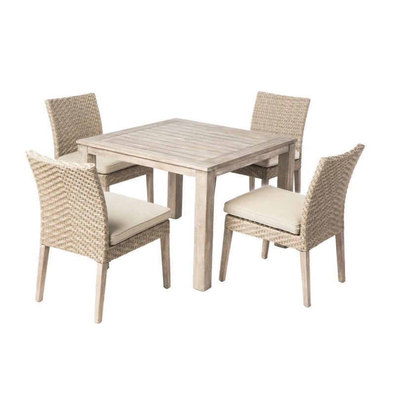 Alfresco Home Cornwall 5 Piece Woven Wood Patio Dining Set
