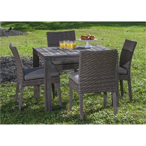 Alfresco Home Cornwall 5 Piece Woven Wood Patio Dining Set