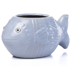 Alfresco Home Ceramic Placid Fish Planter in Blue