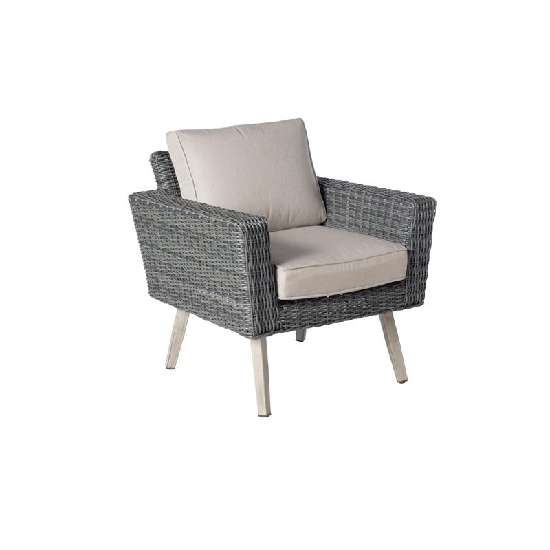 Alfresco Home Castlewood 4-piece Resin Wicker Seating Group in Stone Gray