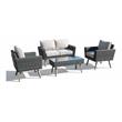 Alfresco Home Castlewood 4-piece Resin Wicker Seating Group in Stone Gray