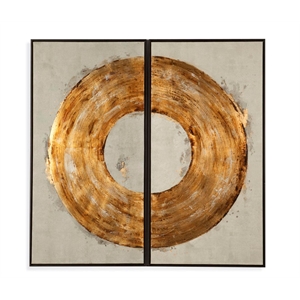 Ring of Fire Canvas Fabric Wall Art in Metallic Gold