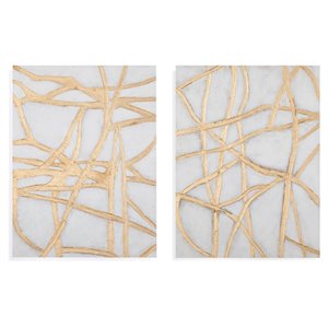 bassett mirror tracks canvas wall art in gold (set of 2)