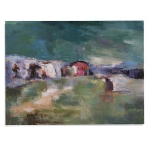 Fields of Green Canvas Fabric Wall Art in Red