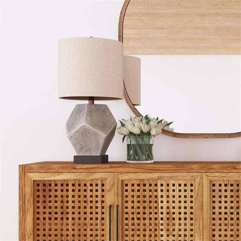 Bassett Mirror Wallace Resin Table Lamp in Gray