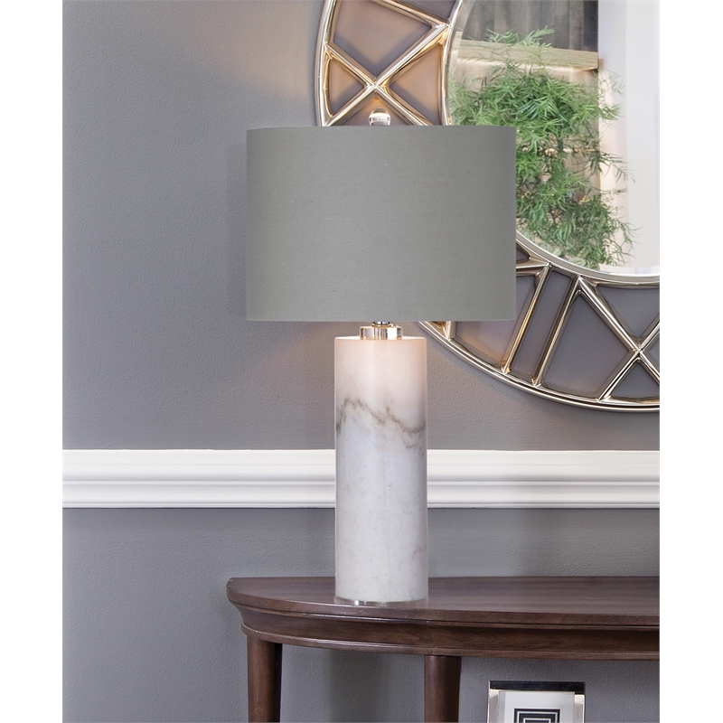 Raywick Table Lamp in White Marble by Bassett Mirror