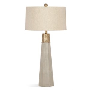 bassett mirror rowan table lamp in beige cement stone