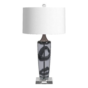 Bassett Mirror Nikola Glass Table Lamp in Gray and Clear