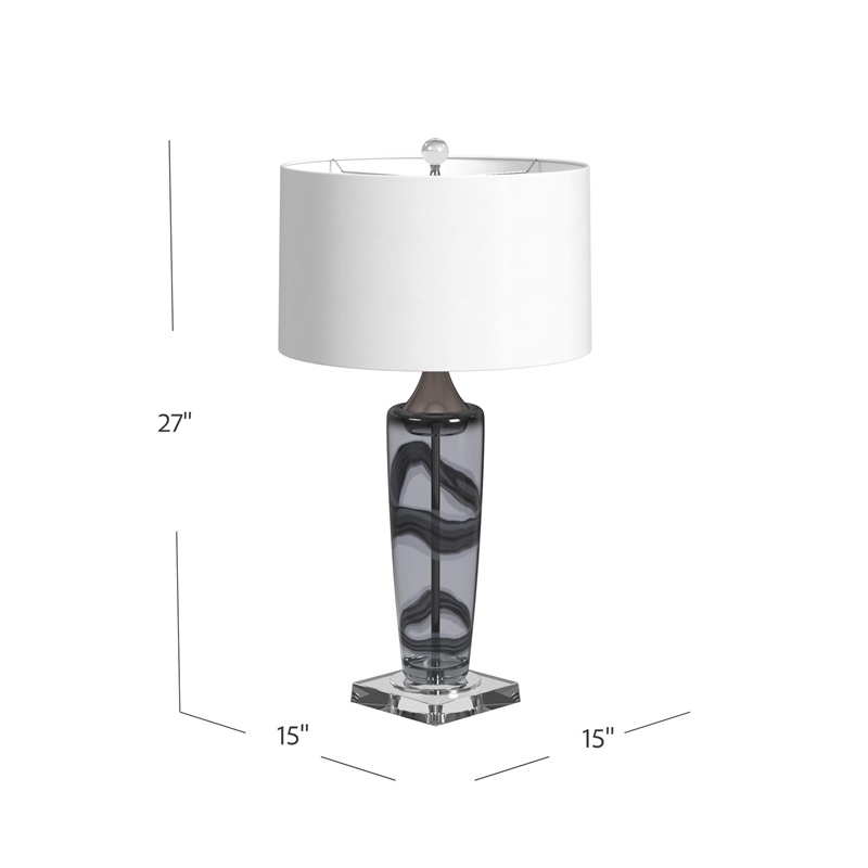 Bassett Mirror Nikola Glass Table Lamp in Gray and Clear