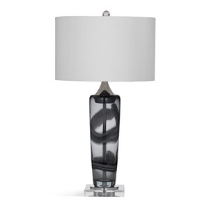 bassett mirror nikola glass table lamp in gray and clear