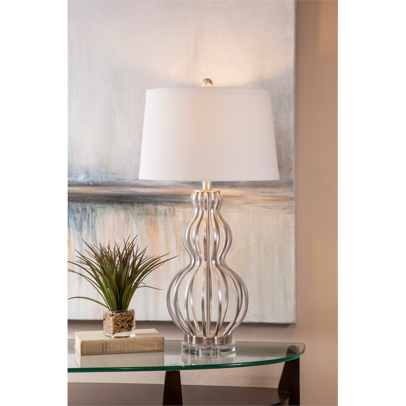 Bassett Mirror Sophie Metal Table Lamp in Silver Leaf