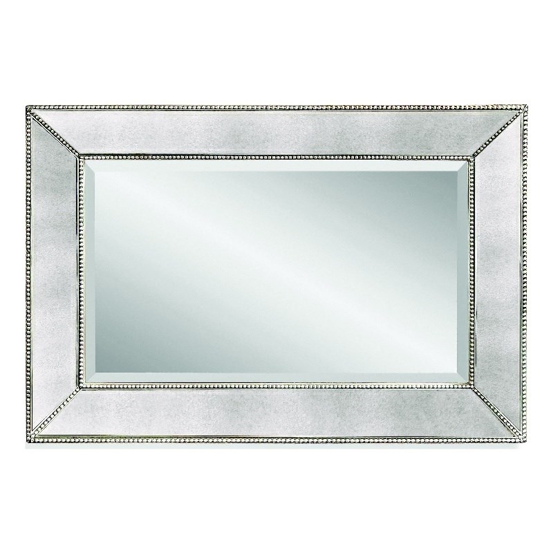 Beaded Wall Mirror in Mirrored Glass and Wood Frame