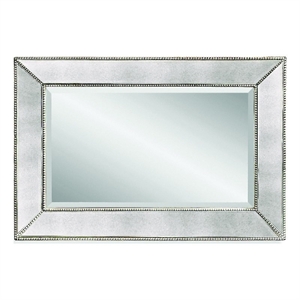 Beaded Wall Mirror in Mirrored Glass and Wood Frame