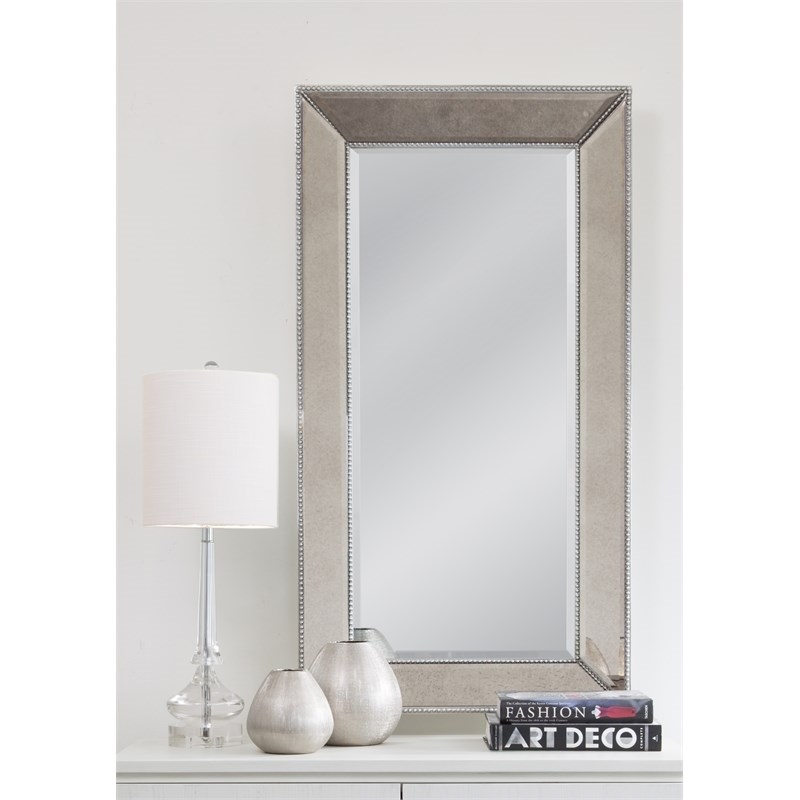 Beaded Wall Mirror in Mirrored Glass and Wood Frame