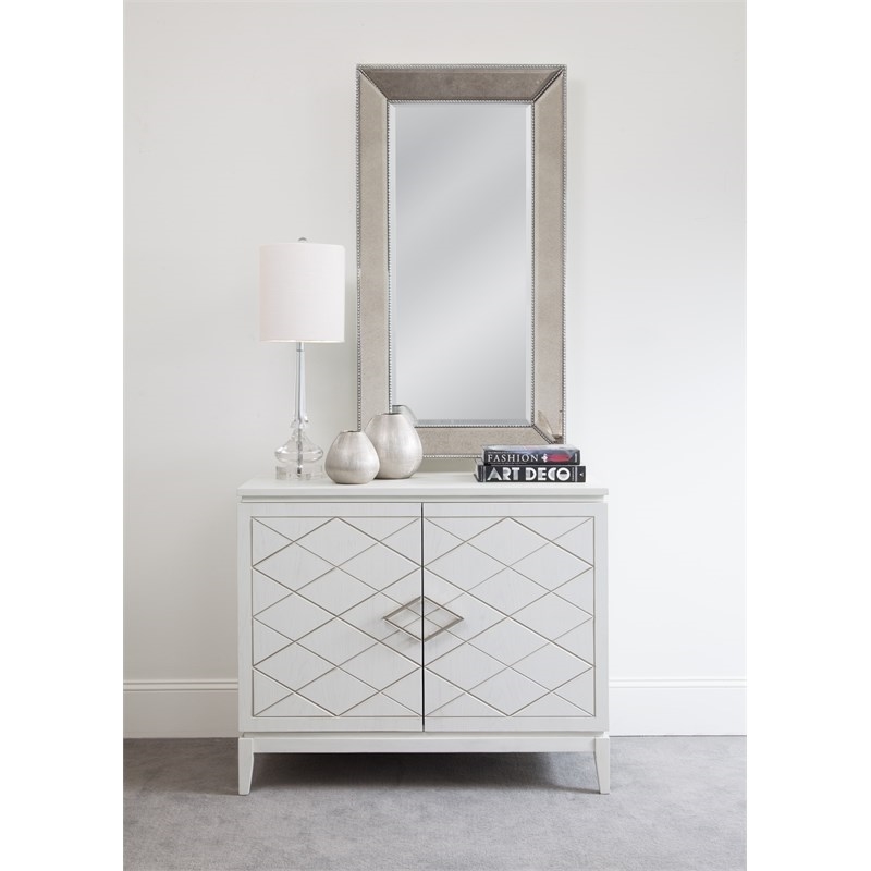 Beaded Wall Mirror in Mirrored Glass and Wood Frame