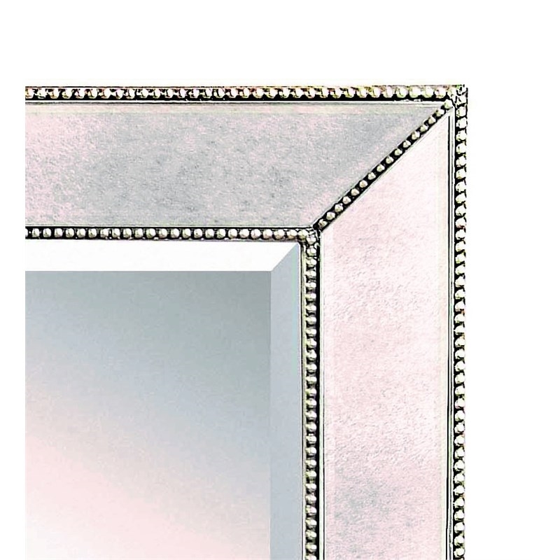 Beaded Wall Mirror in Mirrored Glass and Wood Frame