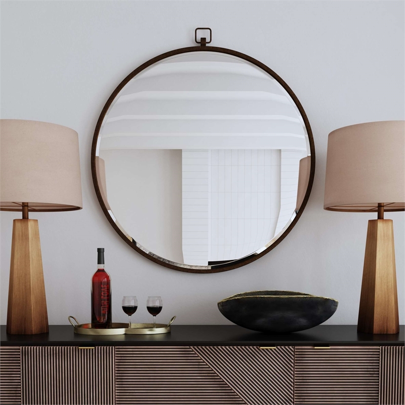 Bassett Mirror Quinn Metal Wall Mirror in Antique Bronze