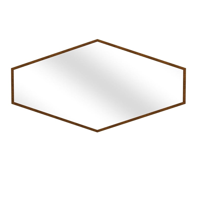 Gold Leaf Wood Hexagonal Wall Mirror