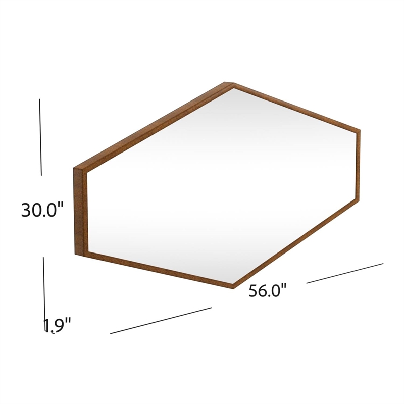 Gold Leaf Wood Hexagonal Wall Mirror