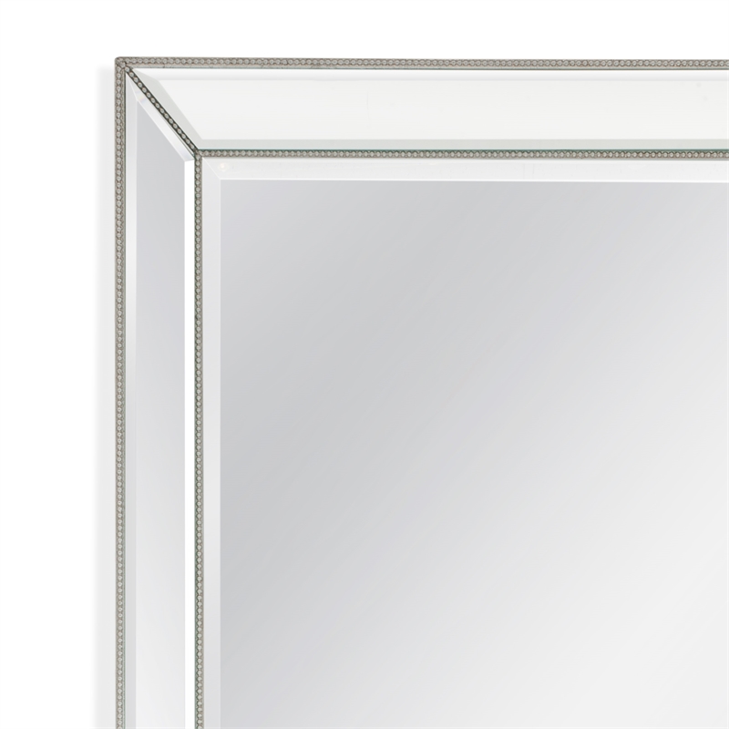 Bassett Mirror Ashley Leaner Wood Mirror in Shiny White and Silver