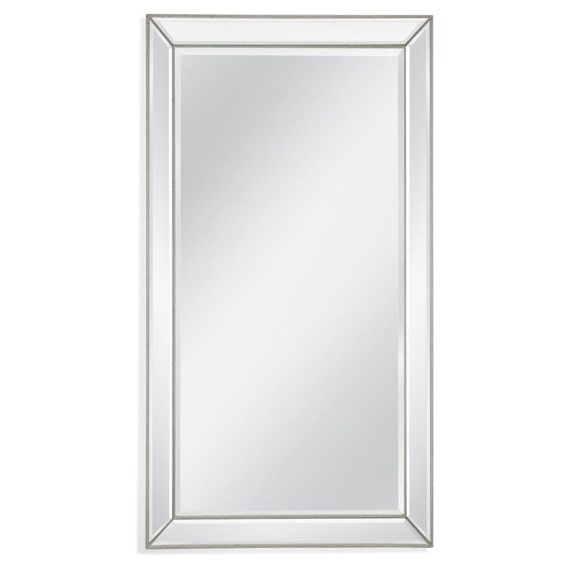 Bassett Mirror Ashley Leaner Wood Mirror in Shiny White and Silver