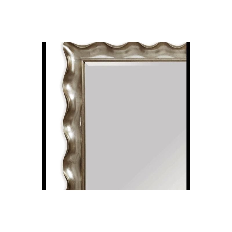 Bassett Mirror Pie Crust Leaner Mirror in Silver Leaf Polyurethane Frame