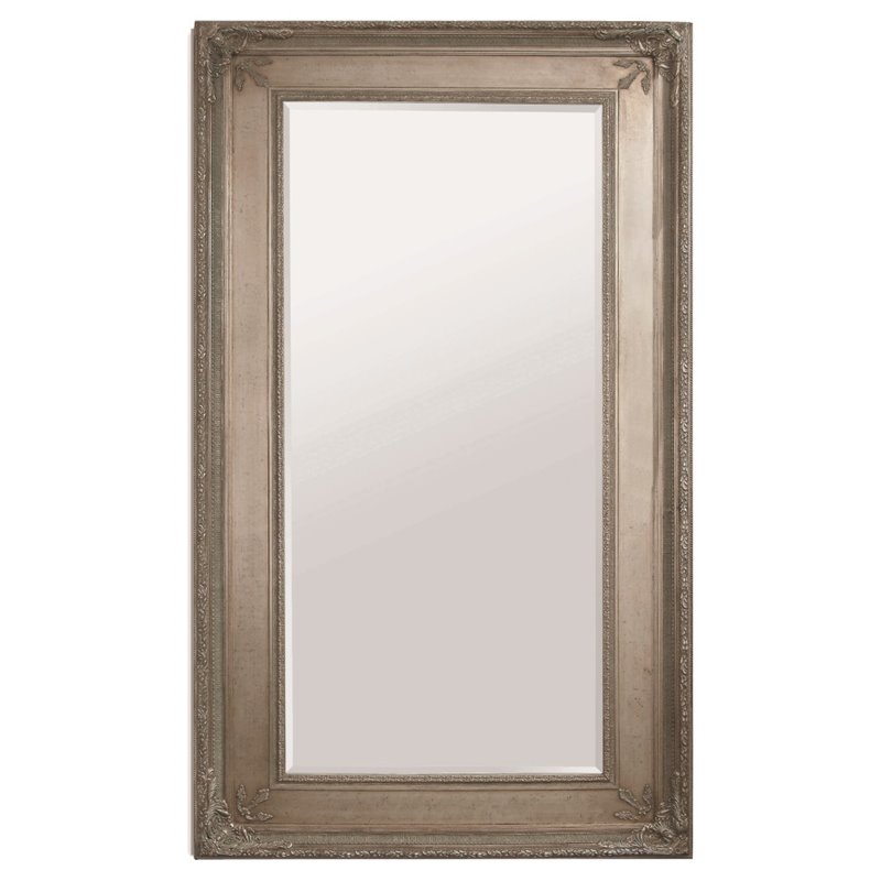 Prazzo Leaner Mirror in Antique Silver Leaf Wood Frame