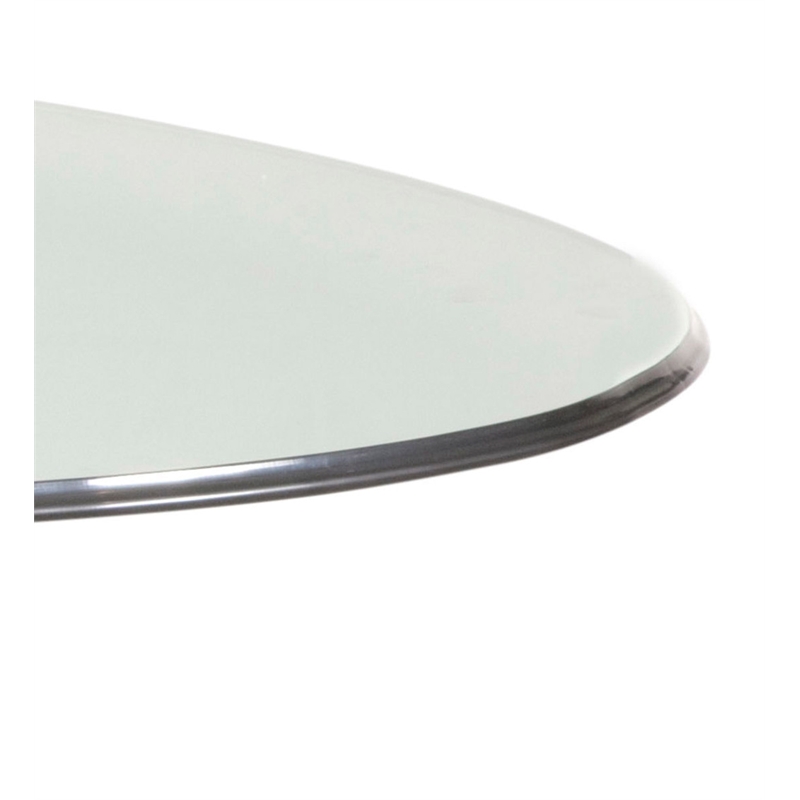 Symmetry Oval Glass Top Dining Table with Wood Base in Bronze